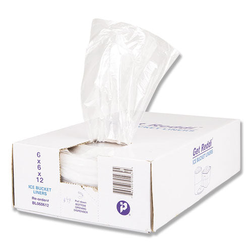 INTEPLAST Ice Bucket Liner Bags, 3 Qt, 0.5 Mil, 6" X 12", Clear, 1,000-carton