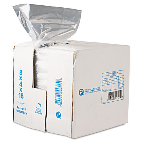 INTEPLAST Food Bags, 8 Qt, 0.68 Mil, 8" X 18", Clear, 1,000-carton