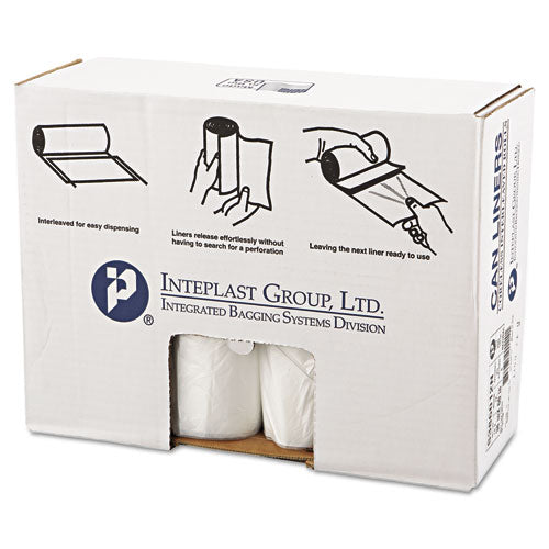 INTEPLAST High-density Interleaved Commercial Can Liners, 60 Gal, 12 Microns, 38" X 60", Clear, 200-carton