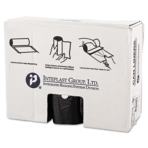 INTEPLAST High-density Commercial Can Liners, 60 Gal, 22 Microns, 38" X 60", Black, 150-carton