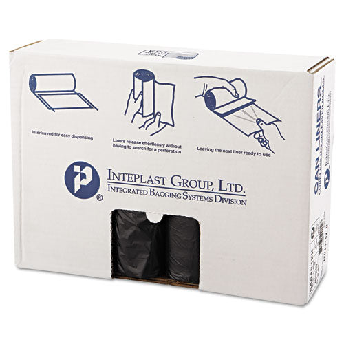 INTEPLAST High-density Interleaved Commercial Can Liners, 45 Gal, 12 Microns, 40" X 48", Black, 250-carton