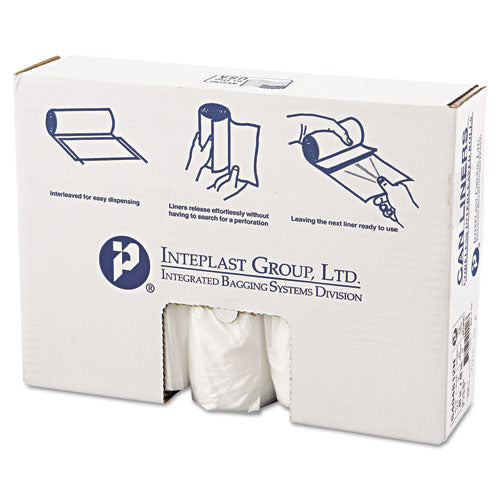 INTEPLAST High-density Interleaved Commercial Can Liners, 45 Gal, 12 Microns, 40" X 48", Clear, 250-carton
