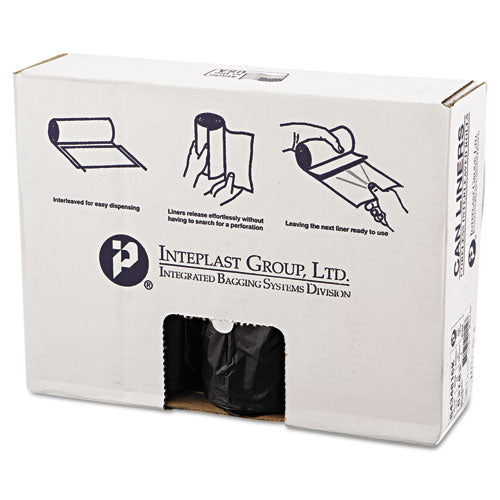 INTEPLAST High-density Interleaved Commercial Can Liners, 60 Gal, 16 Microns, 43" X 48", Black, 200-carton