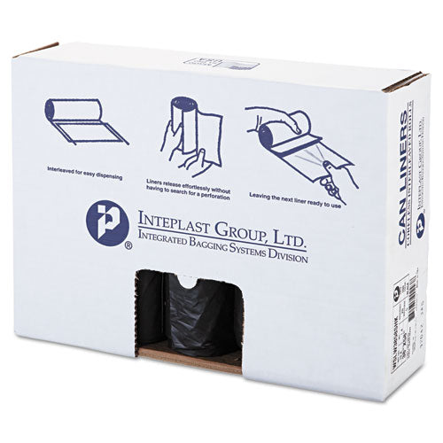 INTEPLAST Low-density Commercial Can Liners, 60 Gal, 1.4 Mil, 38" X 58", Black, 100-carton