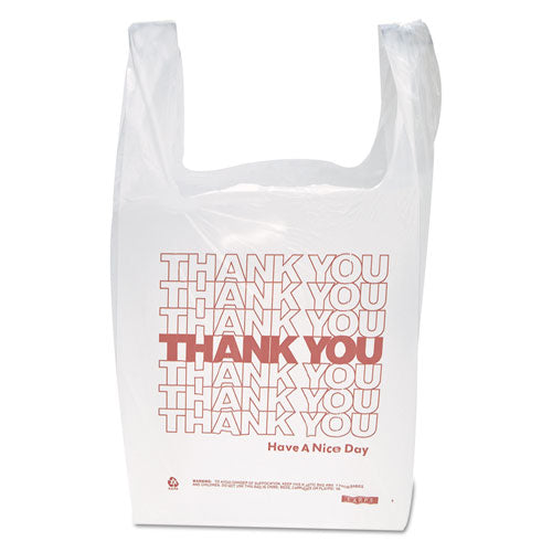 INTEPLAST "thank You" Handled T-shirt Bag, 0.167 Bbl, 12.5 Microns, 11.5" X 21", White, 900-carton