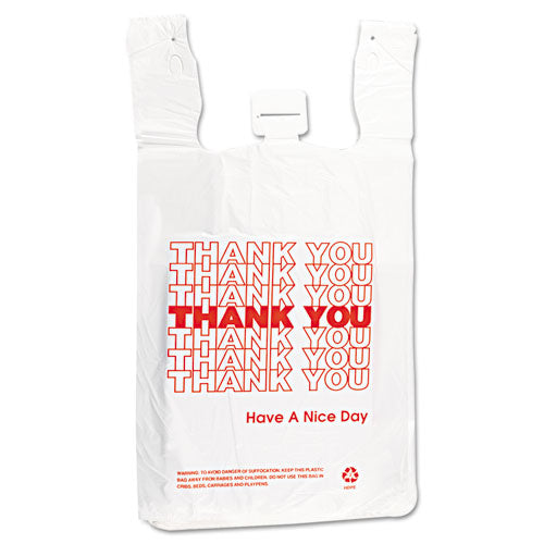 INTEPLAST Hdpe T-shirt Bags, 14 Microns, 12" X 23", White, 500-carton