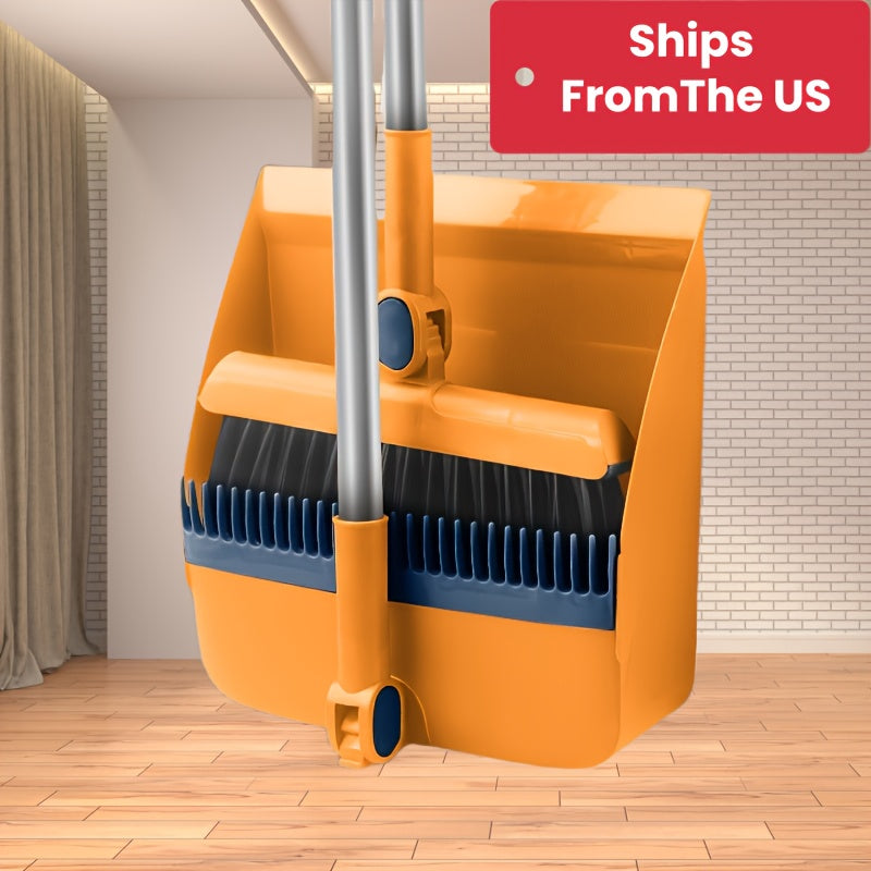 1 Set, Household Broom And Dustpan Set, Durable Sweeping Broom And Dustpan with Long Handle, Creative Dustpan with Comb Tooth, Floor Cleaning Tool, Pet Hair Removal, for Home Office School Dorm, Cleaning Supplies, Cleaning Gadgets