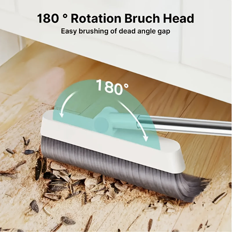 1pc 3-in-1 Broom, Dustpan & Floor Brush Set - Heavy-duty, Long-handled, for Efficient Cleaning In Bedrooms, Bathrooms, Kitchens, Living Rooms And Outdoors