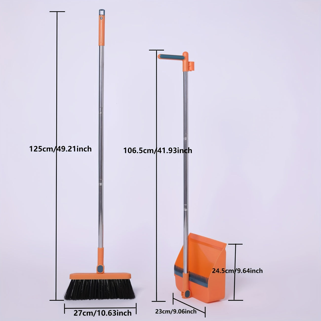 1 Set/2pcs Household Long Handle Broom And Dustpan Set, Upright Foldable Rotatable Broom Set With Comb Teeth, Great For Household Cleaning, Cleaning Office Kitchen Wood Floor Pet Hair, Indoor Cleaning Supplies, Cleaning Tools, Home Decor