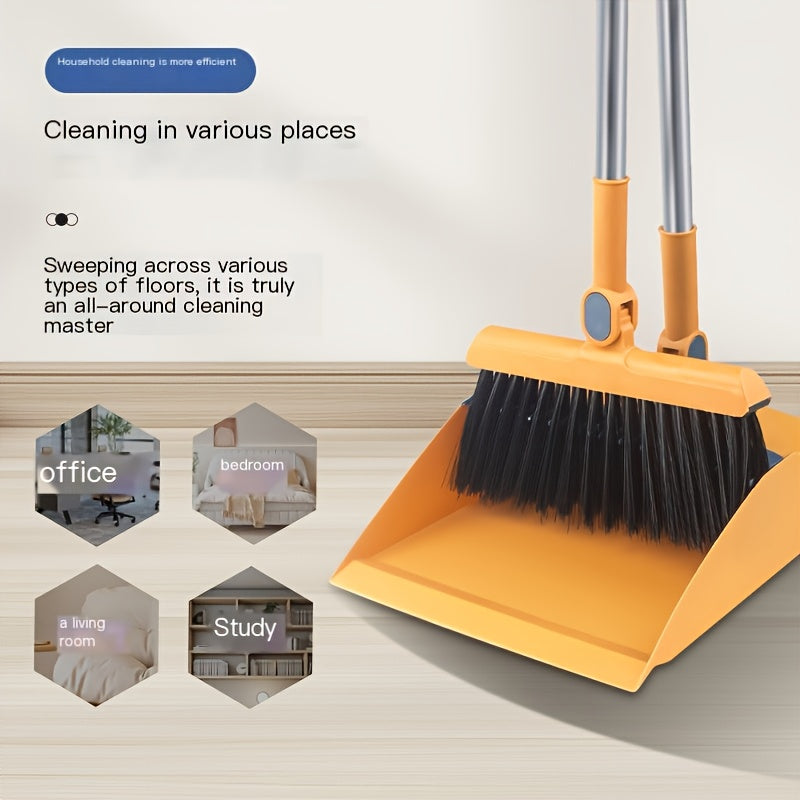 1 Set, Household Broom And Dustpan Set, Durable Sweeping Broom And Dustpan with Long Handle, Creative Dustpan with Comb Tooth, Floor Cleaning Tool, Pet Hair Removal, for Home Office School Dorm, Cleaning Supplies, Cleaning Gadgets
