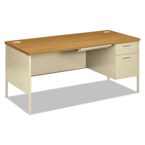 HON Metro Classic Series Right Pedestal "l" Workstation Desk, 66" X 30" X 29.5", Harvest-putty