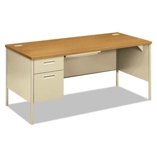 HON Metro Classic Series Left Pedestal "l" Workstation Desk, 66" X 30" X 29.5", Harvest-putty