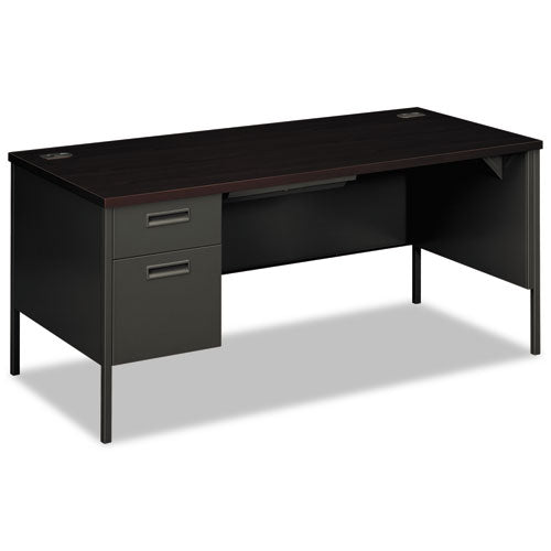 HON Metro Classic Series Left Pedestal "l" Workstation Desk, 66" X 30" X 29.5", Mahogany-charcoal