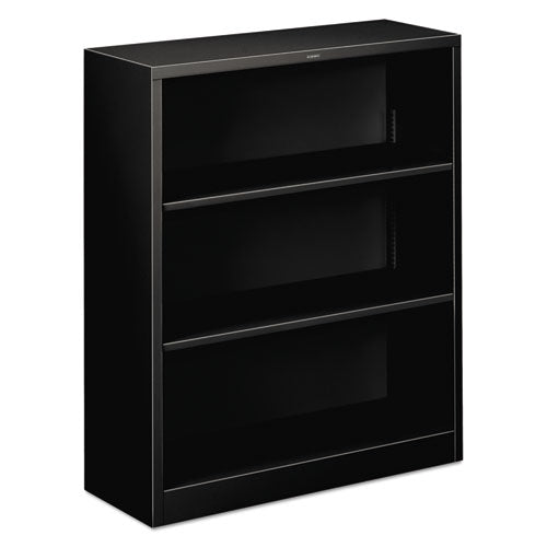 HON Metal Bookcase, Three-shelf, 34-1-2w X 12-5-8d X 41h, Black