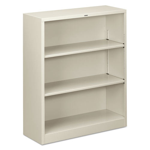 HON Metal Bookcase, Three-shelf, 34-1-2w X 12-5-8d X 41h, Light Gray