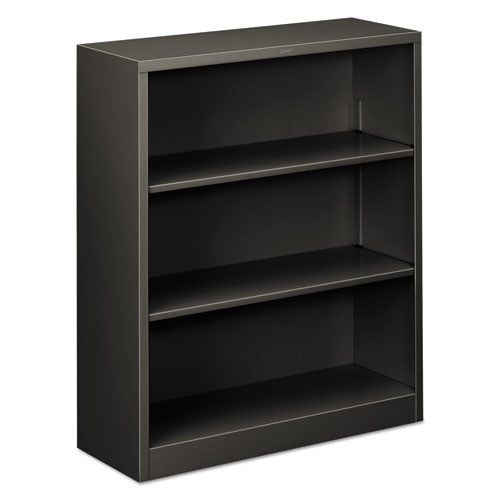 HON Metal Bookcase, Three-shelf, 34-1-2w X 12-5-8d X 41h, Charcoal