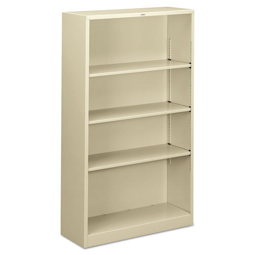 HON Metal Bookcase, Four-shelf, 34-1-2w X 12-5-8d X 59h, Putty