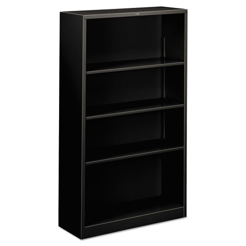HON Metal Bookcase, Four-shelf, 34-1-2w X 12-5-8d X 59h, Black