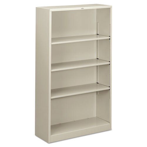 HON Metal Bookcase, Four-shelf, 34-1-2w X 12-5-8d X 59h, Light Gray