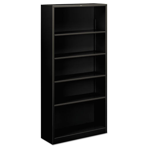 HON Metal Bookcase, Five-shelf, 34-1-2w X 12-5-8w X 71h, Black