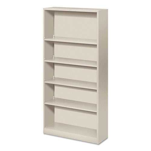 HON Metal Bookcase, Five-shelf, 34-1-2w X 12-5-8d X 71h, Light Gray