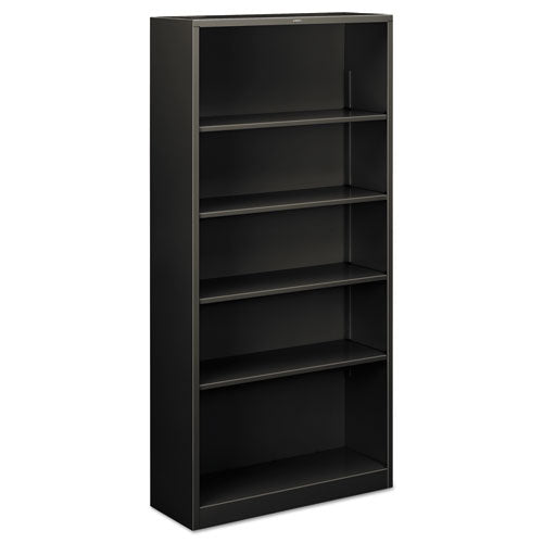 HON Metal Bookcase, Five-shelf, 34-1-2w X 12-5-8d X 71h, Charcoal