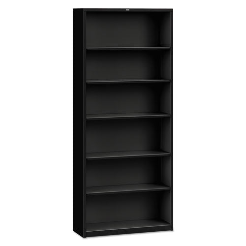 HON Metal Bookcase, Six-shelf, 34-1-2w X 12-5-8d X 81-1-8h, Black