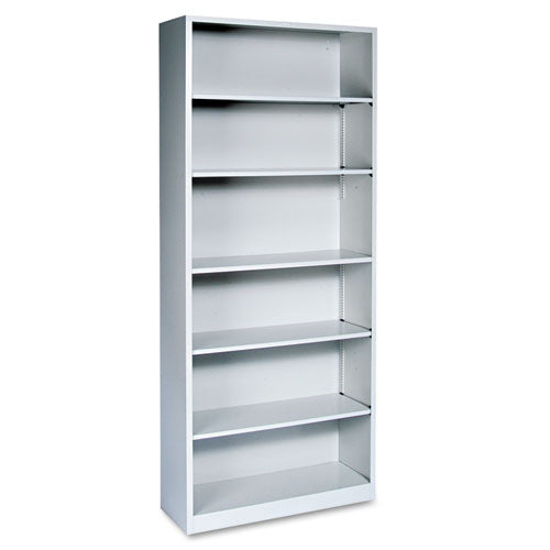 HON Metal Bookcase, Six-shelf, 34-1-2w X 12-5-8d X 81-1-8h, Light Gray