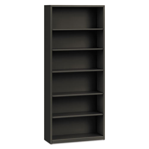 HON Metal Bookcase, Six-shelf, 34-1-2w X 12-5-8d X 81-1-8h, Charcoal