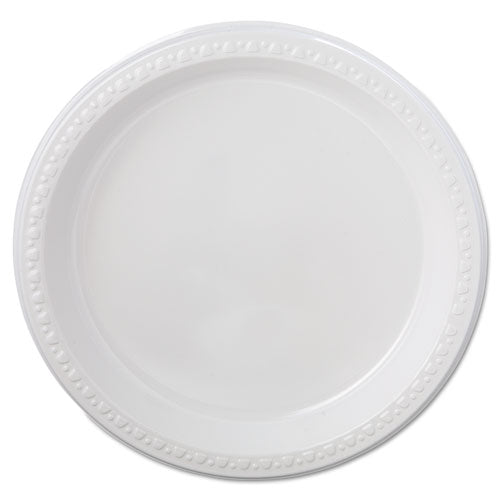 Heavyweight Plastic Plates, 9" Diameter, White, 125-pack, 4 Packs-ct