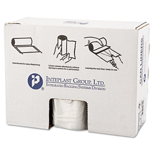 INTEPLAST High-density Interleaved Commercial Can Liners, 60 Gal, 22 Microns, 38" X 60", Clear, 150-carton