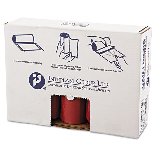 INTEPLAST Low-density Commercial Can Liners, 45 Gal, 1.3 Mil, 40" X 46", Red, 100-carton