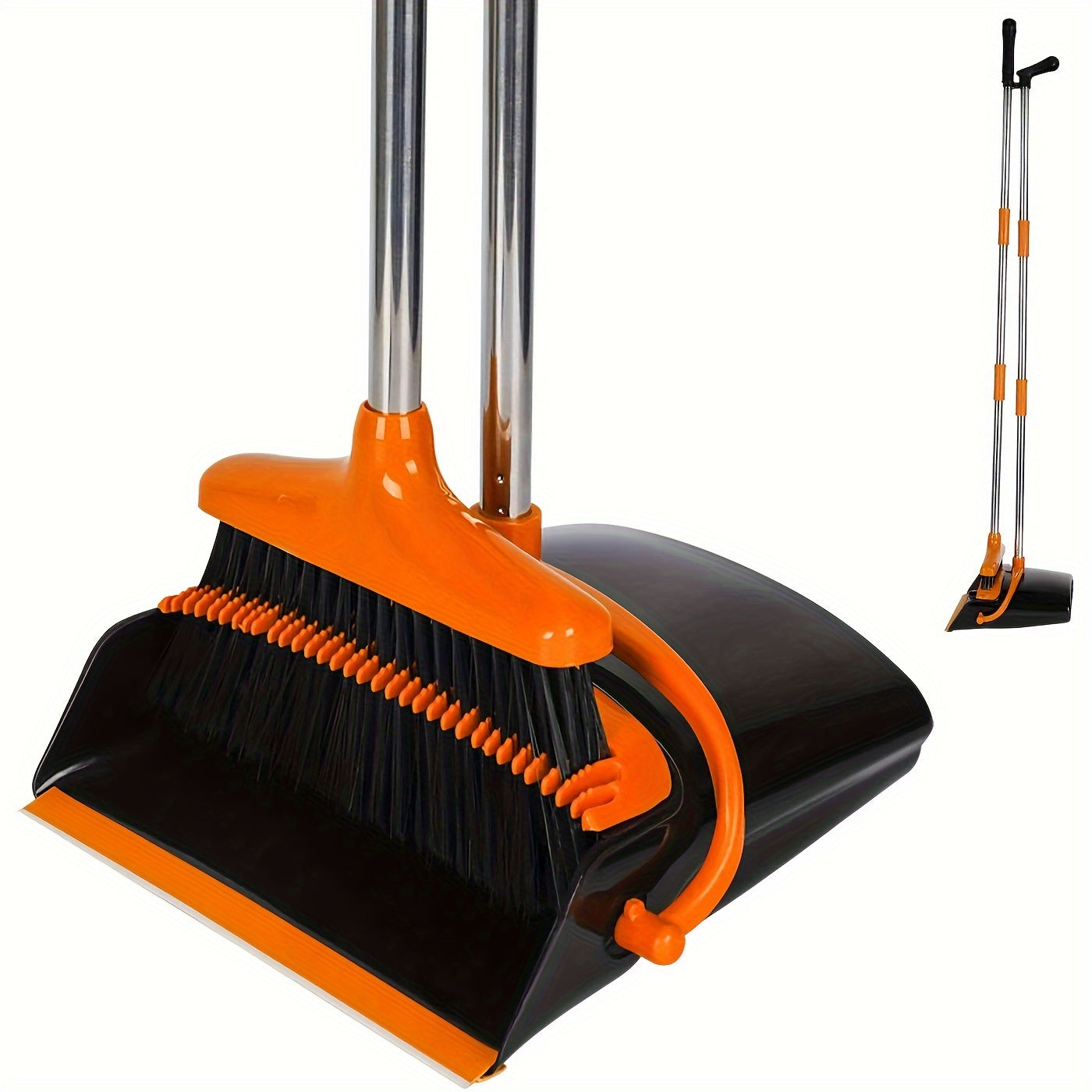 1pc Broom And Dustpan Set, Household Broom Cleaning for Office Home Kitchen Lobby Floor Use, Upright Standing Dustpan Broom Set 36in-49in