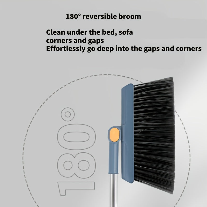 1 Set, Household Broom And Dustpan Set, Durable Sweeping Broom And Dustpan with Long Handle, Creative Dustpan with Comb Tooth, Floor Cleaning Tool, Pet Hair Removal, for Home Office School Dorm, Cleaning Supplies, Cleaning Gadgets