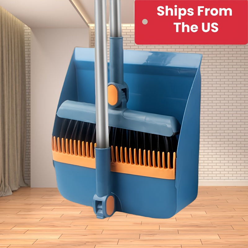 1 Set, Household Broom And Dustpan Set, Durable Sweeping Broom And Dustpan with Long Handle, Creative Dustpan with Comb Tooth, Floor Cleaning Tool, Pet Hair Removal, for Home Office School Dorm, Cleaning Supplies, Cleaning Gadgets